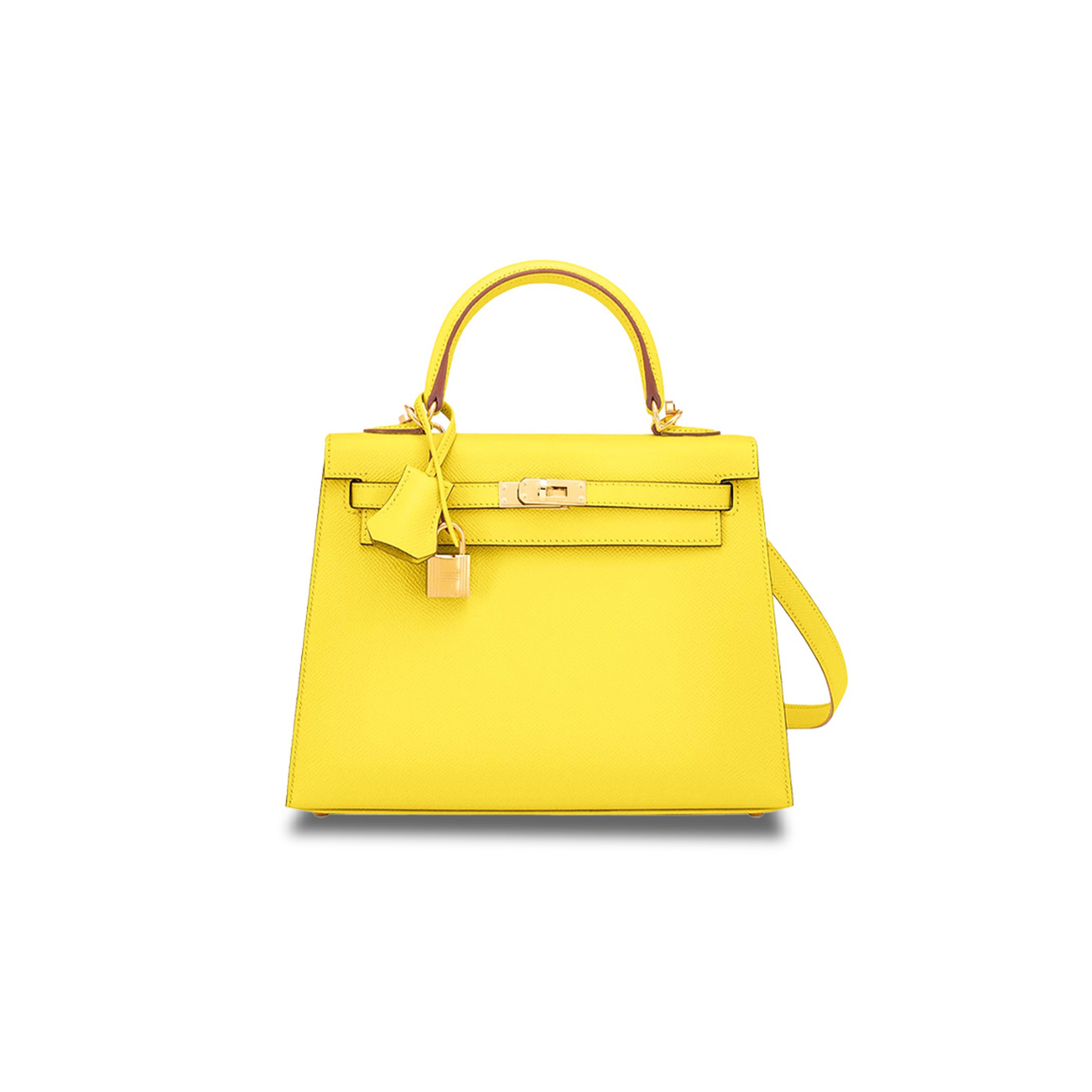 HERMÈS MASTER KELLY 25 LEMON YELLOW EPSOM GOLD HARDWARE (25*17*7cm)